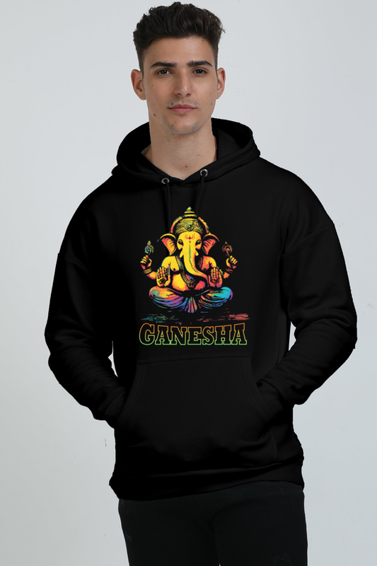 Jai Ganesha Power Oversized Hooded Sweatshirt T-Shirts for Men Vastrdhamm