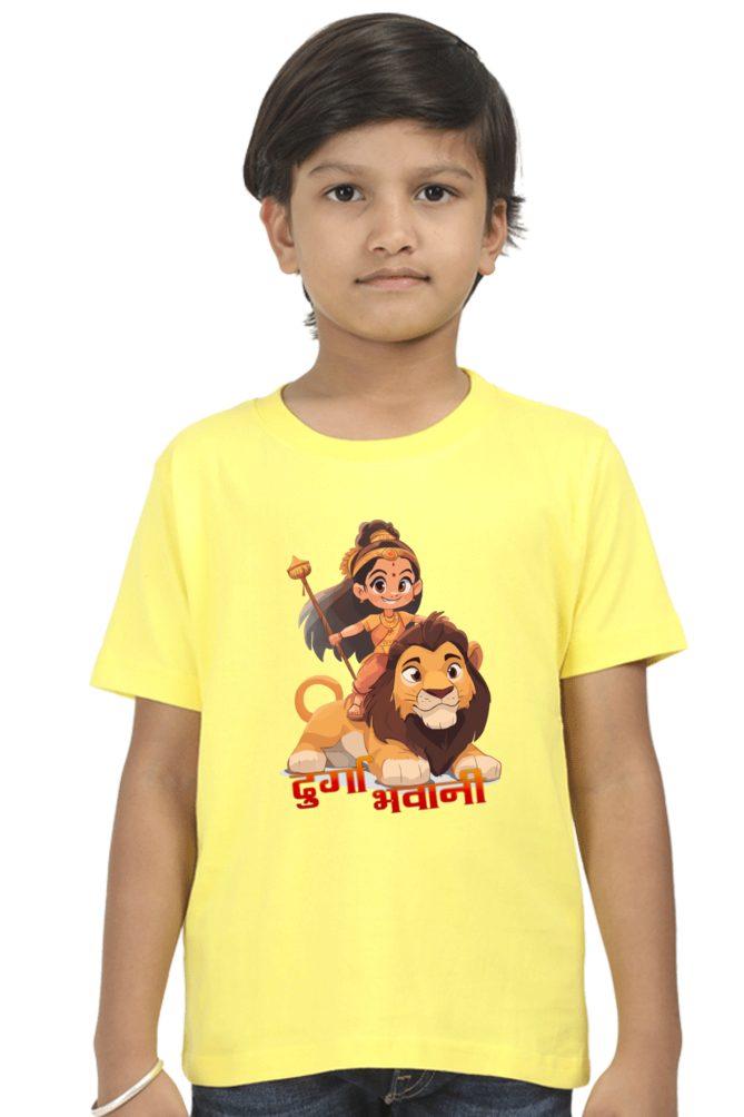 Maa Durga Warrior Round Neck Half Sleeve Classic T-Shirts for Boy Vastrdhamm