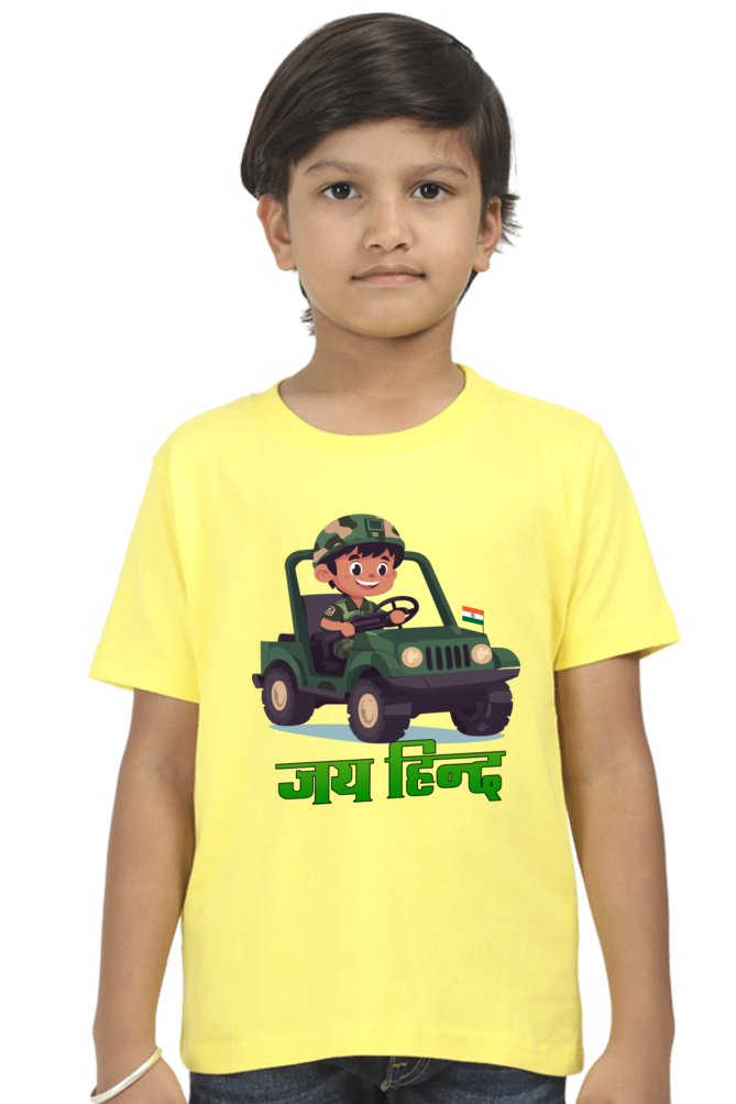 Jai Hind Round Neck Half Sleeve Classic T-Shirts for Boys Vastrdhamm