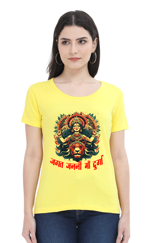 Durga Blessings Round Neck Half Sleeve Classic T-Shirts for Women Vastrdhamm