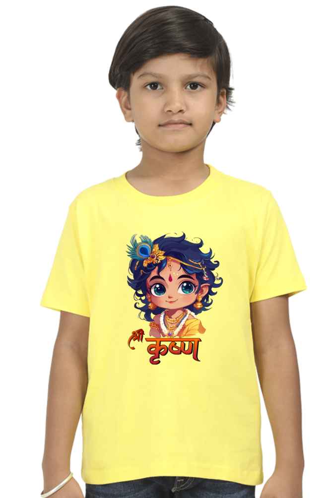 Shree Krishan Flute Melody Round Neck Half Sleeve Classic T-Shirts for Boy Vastrdhamm