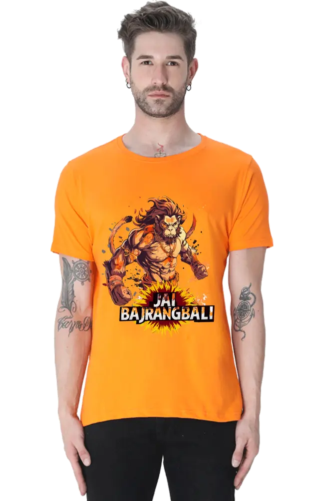 Jai Bajrang Bali Unleashing Divine Power T-Shirt | Regular Fit Vastrdhamm