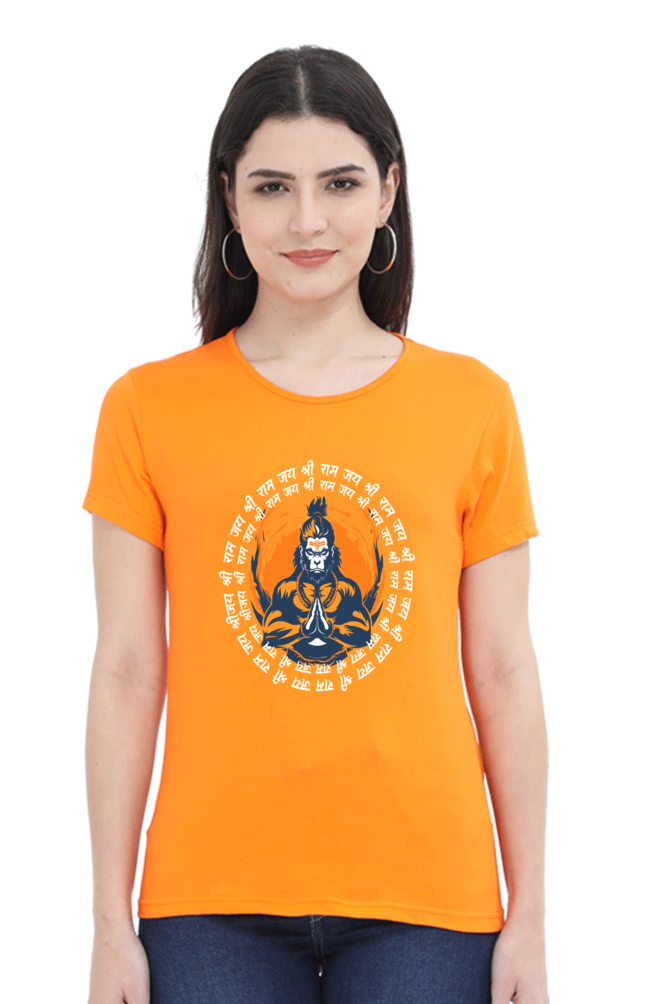 Hanuman Courage Round Neck Half Sleeve Classic T-Shirts for Women Vastrdhamm