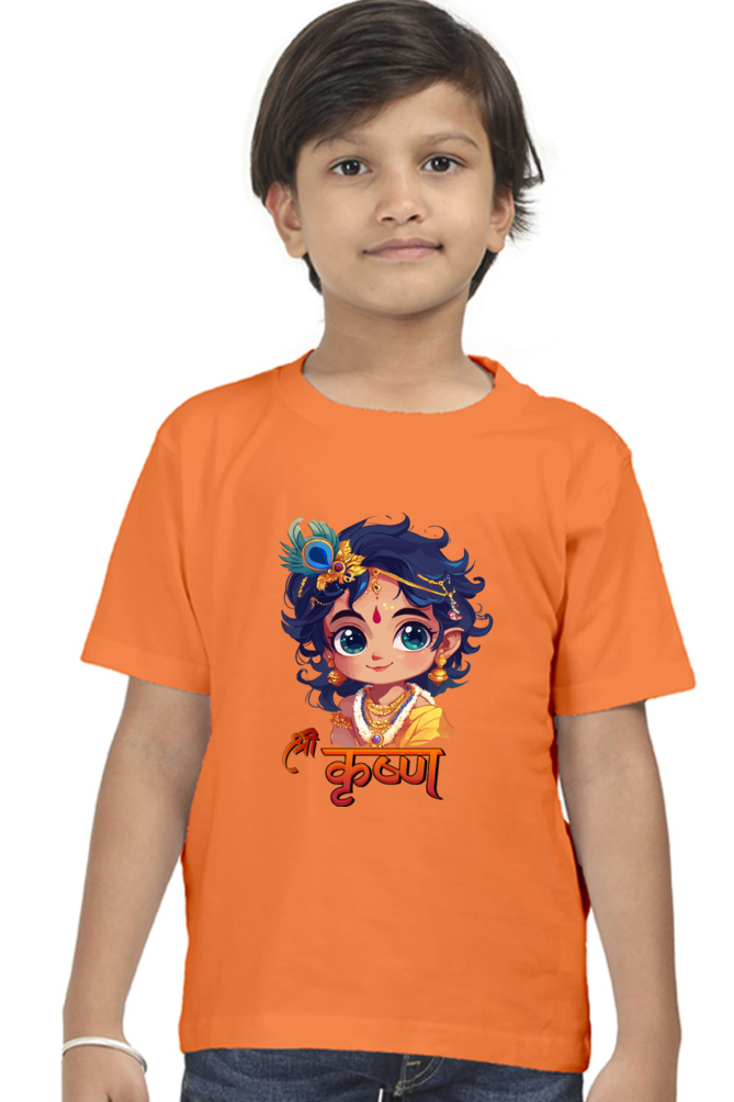 Shree Krishan Flute Melody Round Neck Half Sleeve Classic T-Shirts for Boy Vastrdhamm