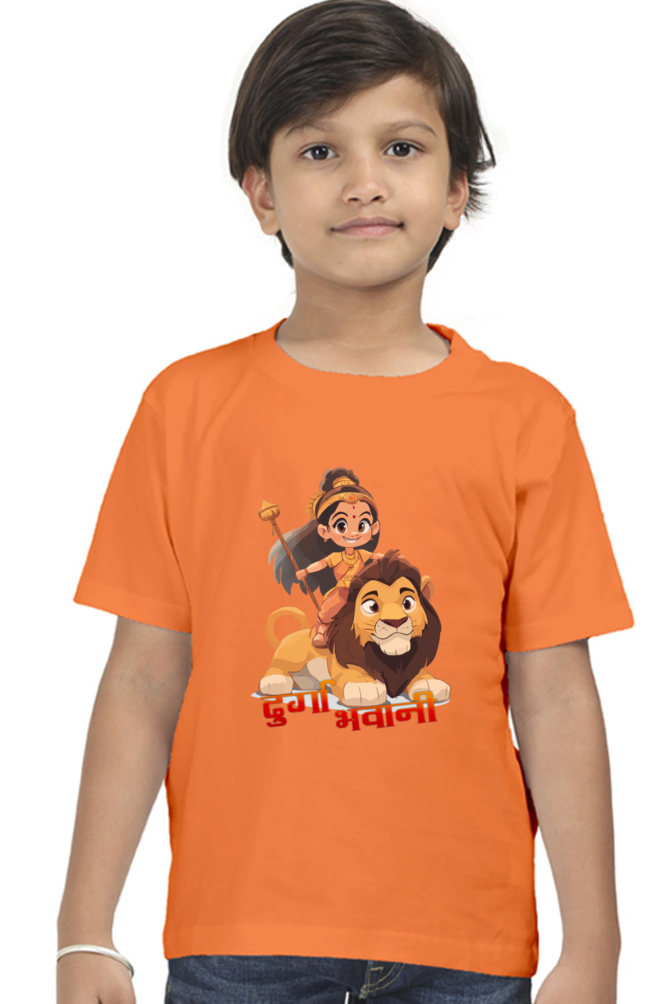 Maa Durga Warrior Round Neck Half Sleeve Classic T-Shirts for Boy Vastrdhamm