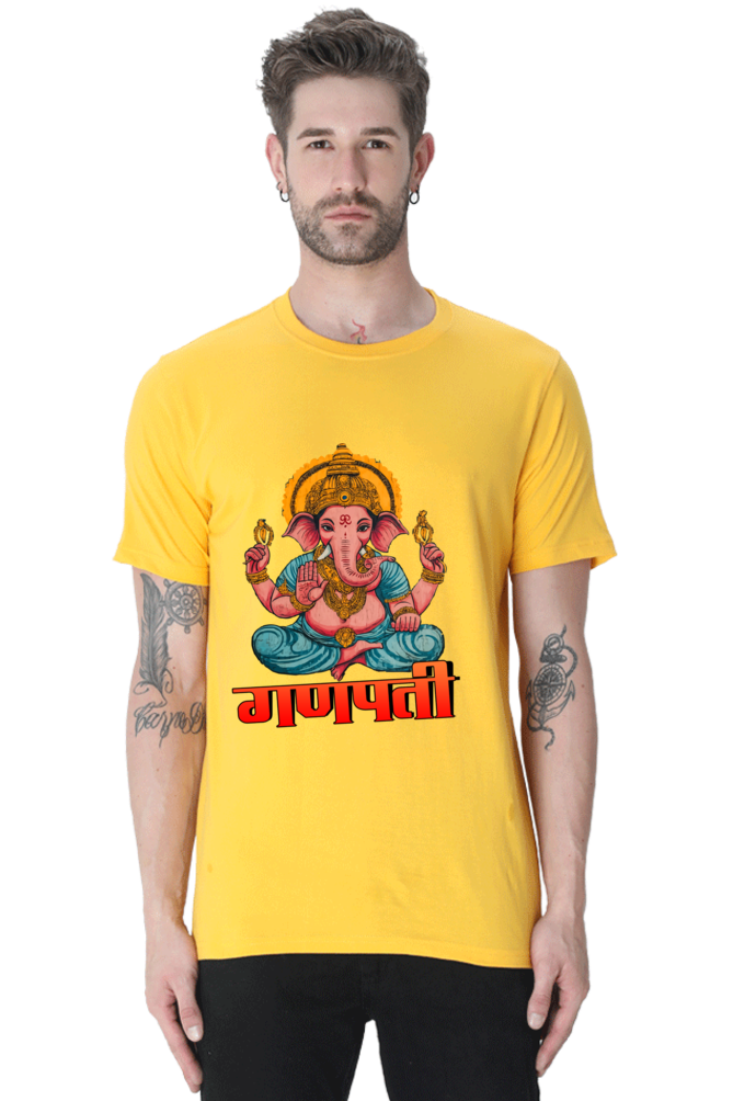 Jai Ganesha Victory Round Neck Half Sleeve Classic T-Shirts for Men Vastrdhamm