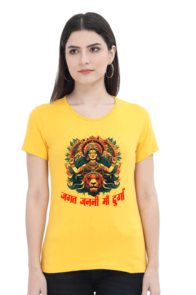 Durga Blessings Round Neck Half Sleeve Classic T-Shirts for Women Vastrdhamm