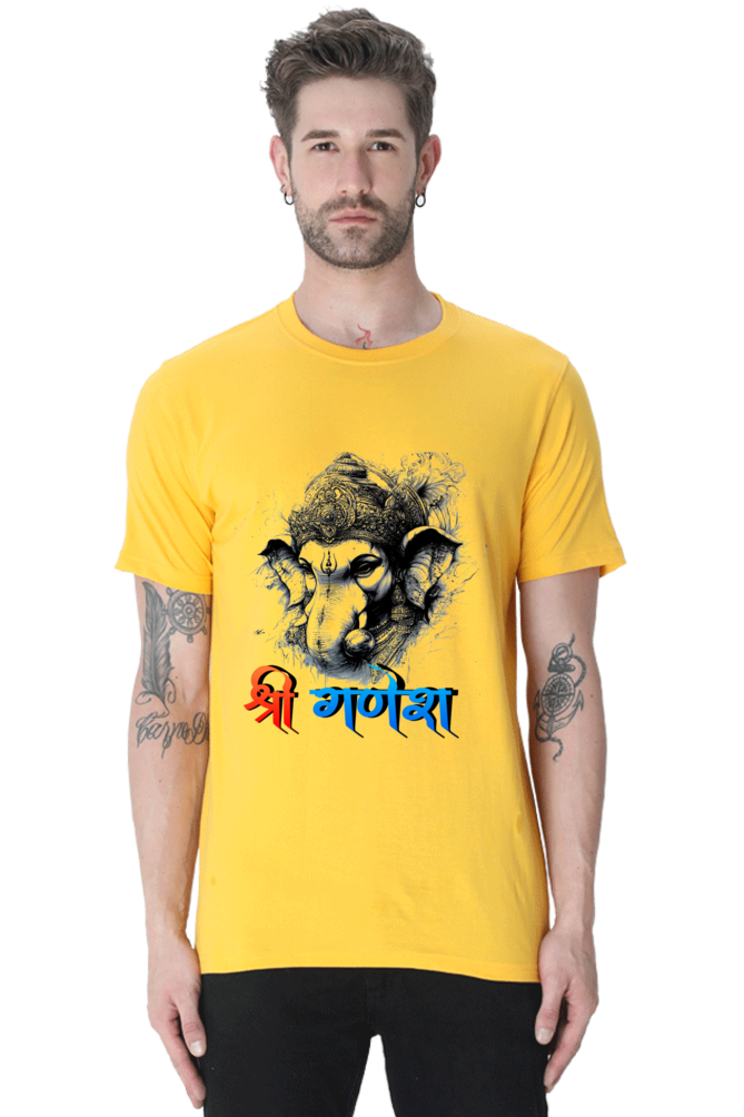 Ganesha Wisdom Round Neck Half Sleeve Classic T-Shirts for Men Vastrdhamm