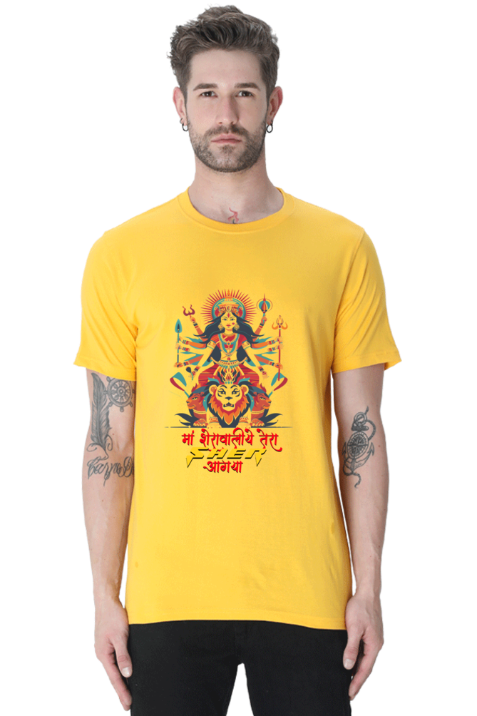 Maa Durga Warrior Round Neck Half Sleeve Classic T-Shirts for Men Vastrdhamm