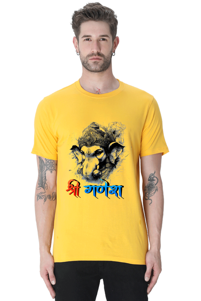 Ganesha Wisdom Round Neck Half Sleeve Classic T-Shirts for Men Vastrdhamm