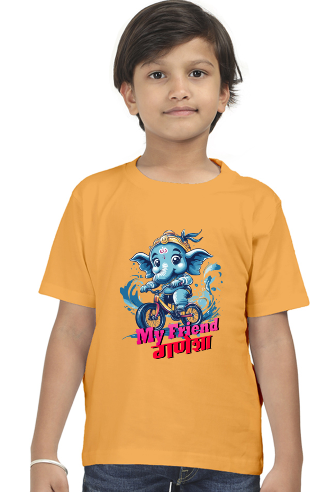 Jai Ganesha Blessings Round Neck Half Sleeve Classic T-Shirts for Boy Vastrdhamm