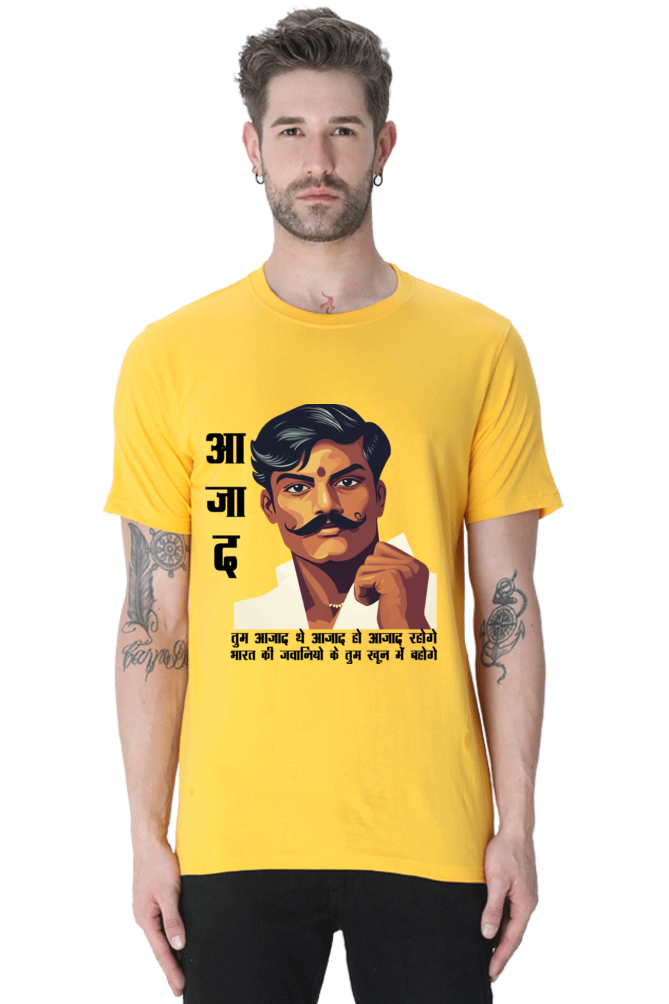 Chandra Shekhar Azad Heroism Round Neck Half Sleeve Classic T-Shirts for Men Vastrdhamm