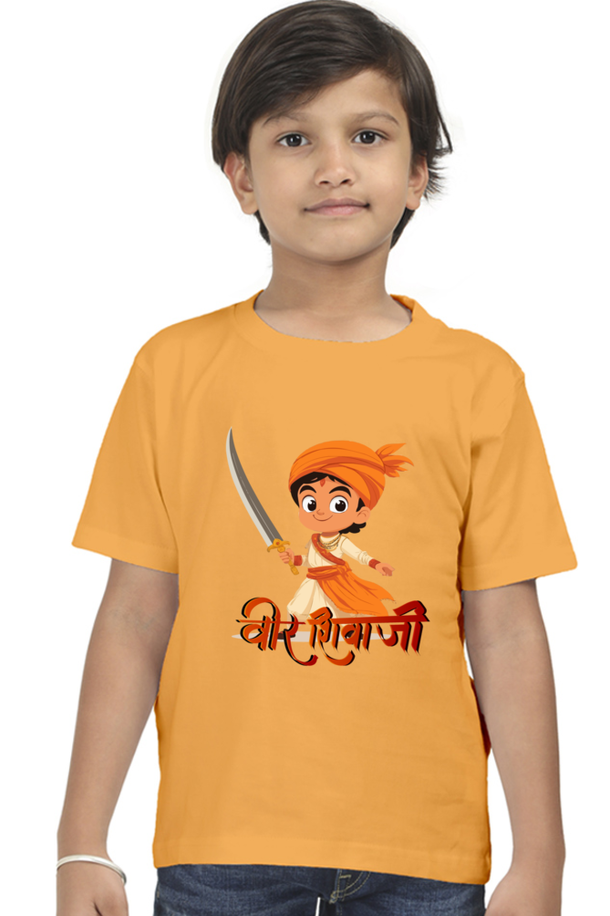 Shivaji Maharaj Valor Round Neck Half Sleeve Classic T-Shirts for Boy Vastrdhamm