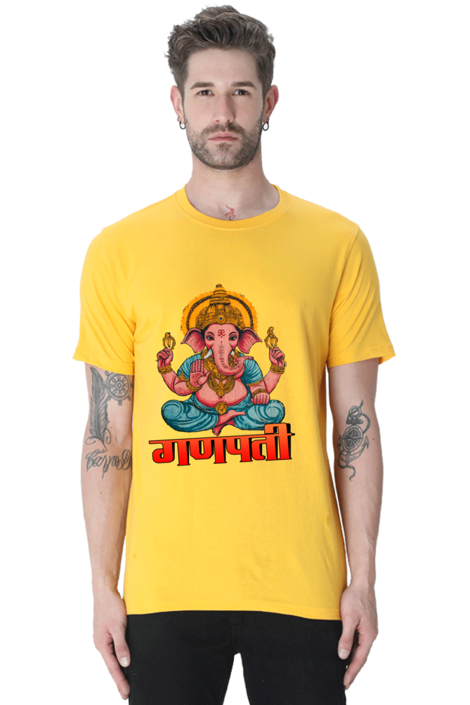 Jai Ganesha Victory Round Neck Half Sleeve Classic T-Shirts for Men Vastrdhamm