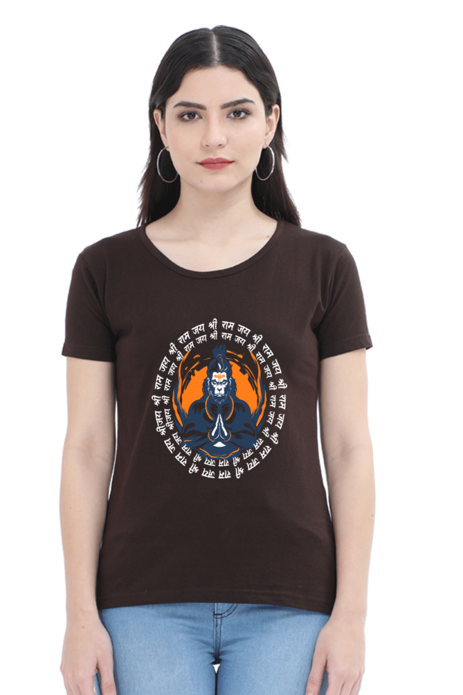 Hanuman Courage Round Neck Half Sleeve Classic T-Shirts for Women Vastrdhamm