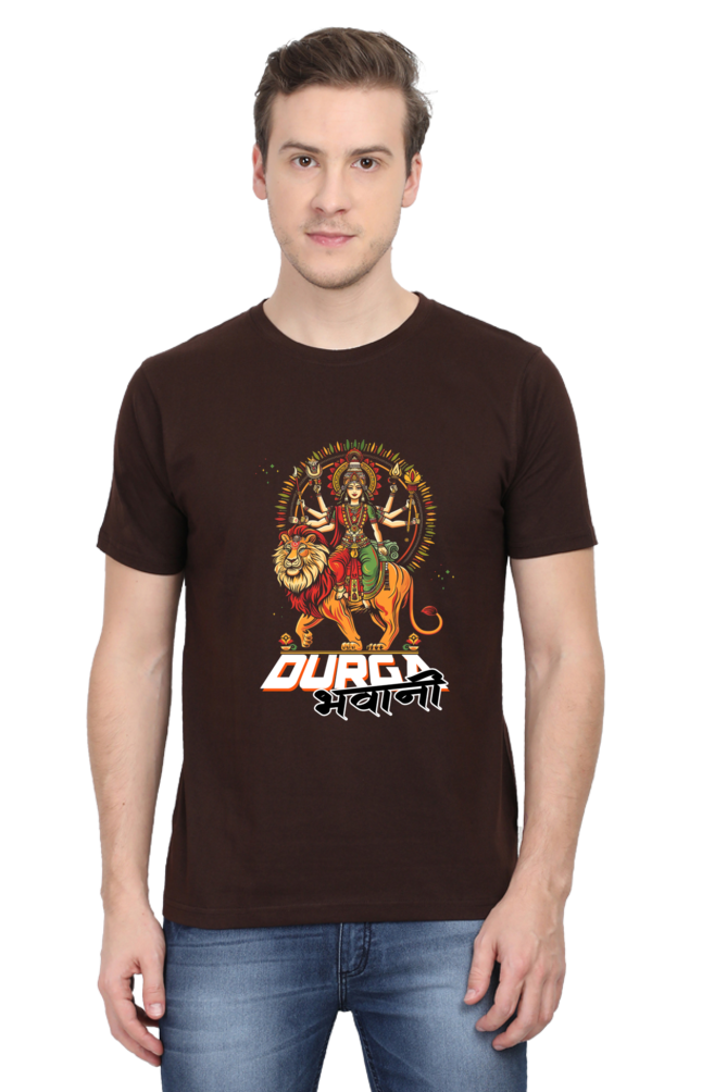 Durga Protector Round Neck Half Sleeve Classic T-Shirts for Men Vastrdhamm