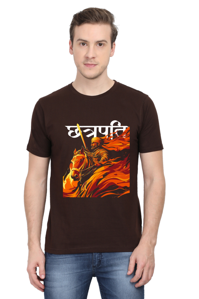 Shivaji Maharaj Valor Round Neck Half Sleeve Classic T-Shirts for Men Vastrdhamm