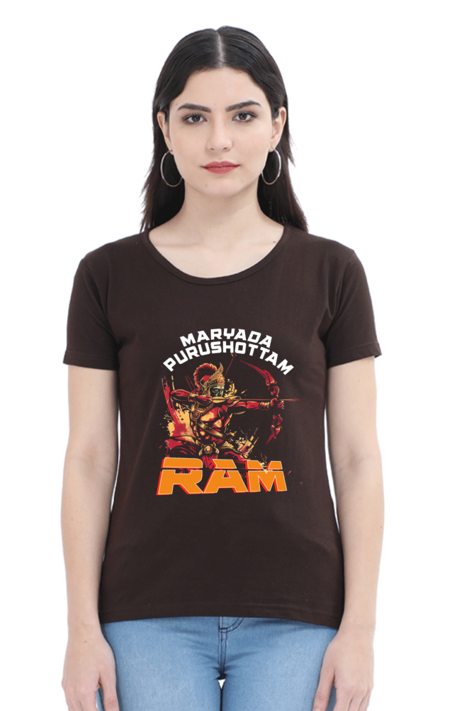 Ram Ji Divine Protector Round Neck Half Sleeve Classic T-Shirts for Women Vastrdhamm