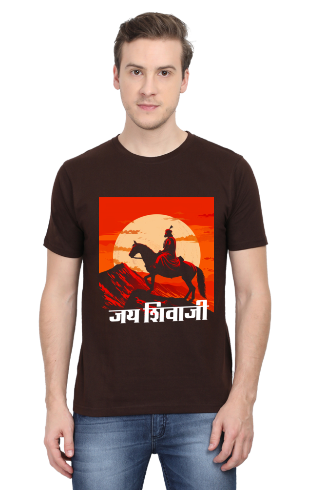 Shivaji Maharaj Protector Round Neck Half Sleeve Classic T-Shirts for Men Vastrdhamm