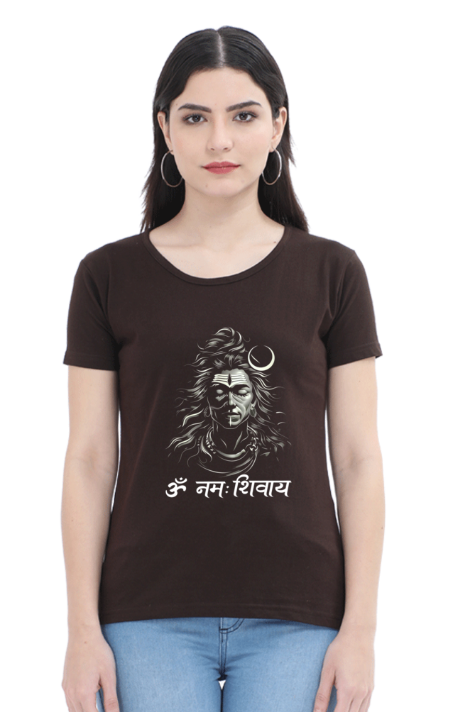 Shiv Ji Om Namah Shivaya Round Neck Half Sleeve Classic T-Shirts for Women Vastrdhamm