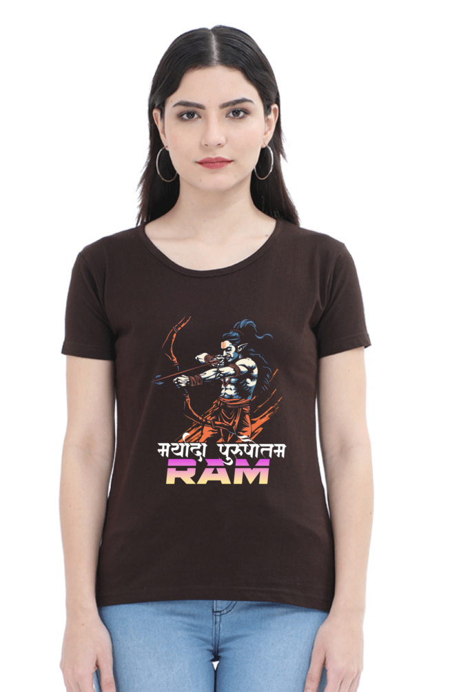 Ram Ji Ramayana Legacy Round Neck Half Sleeve Classic T-Shirts for Women Vastrdhamm