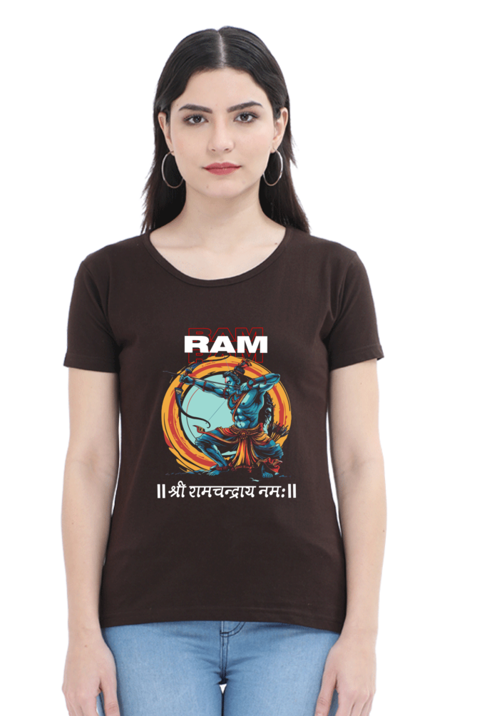 Ram Ji Victory Round Neck Half Sleeve Classic T-Shirts for Women Vastrdhamm