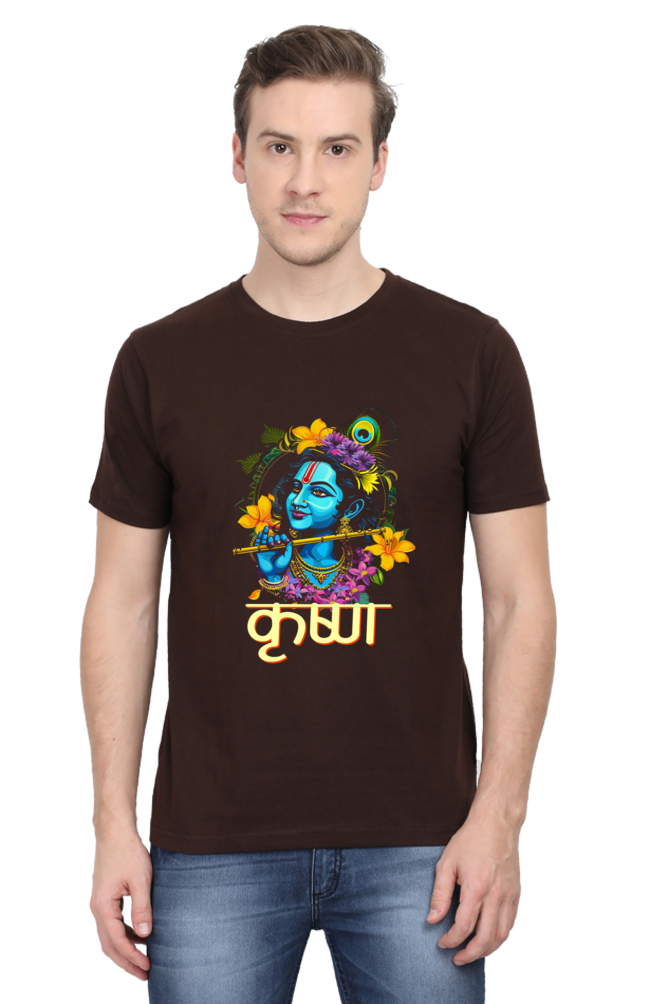 Shree Krishan Govardhan Protector Round Neck Half Sleeve Classic T-Shirts for Men Vastrdhamm