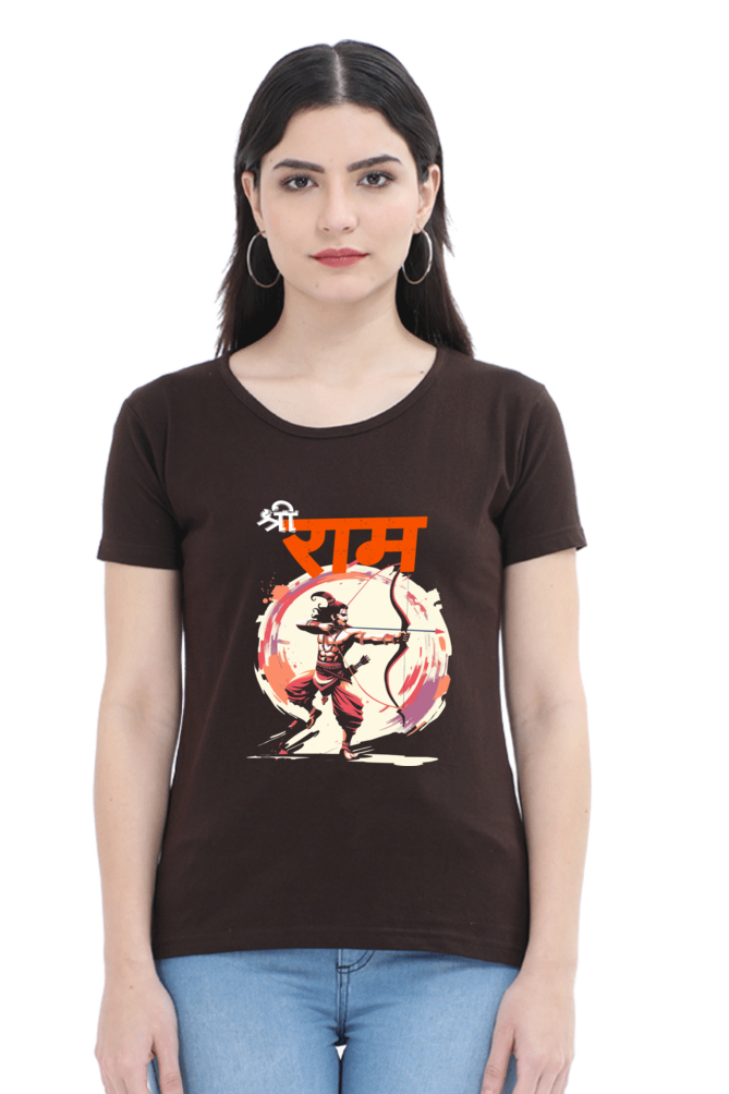 Ram Ji Eternal Dharma Round Neck Half Sleeve Classic T-Shirts for Women Vastrdhamm