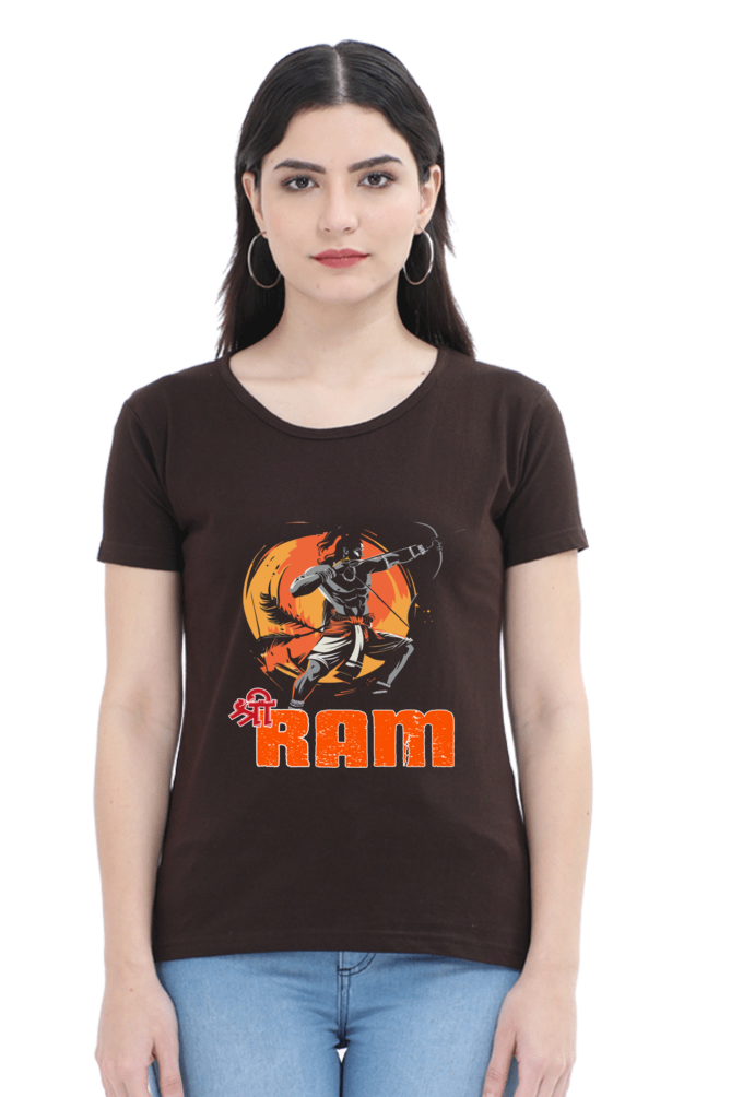 Ram Ji Ayodhya Pride Round Neck Half Sleeve Classic T-Shirts for Women Vastrdhamm