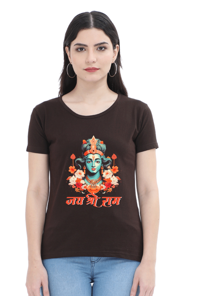 Ram Ji Vanvasi Round Neck Half Sleeve Classic T-Shirts for Women Vastrdhamm