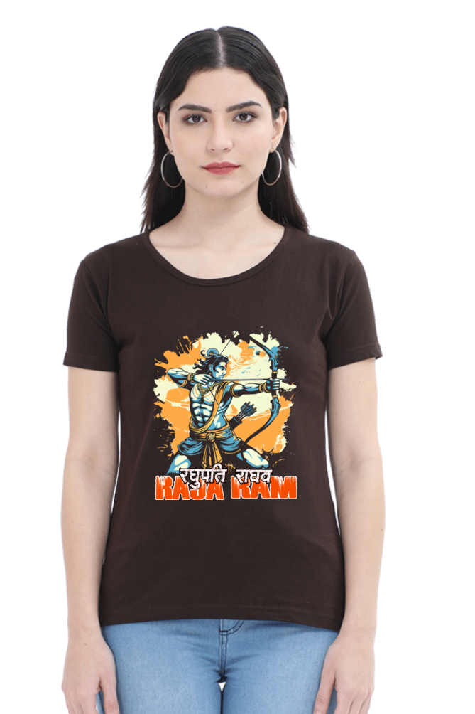 Ram Ji Warrior Spirit Round Neck Half Sleeve Classic T-Shirts for Women Vastrdhamm