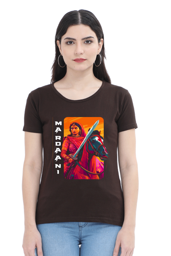 Lakshmi Bai Warrior Spirit Round Neck Half Sleeve Classic T-Shirts for Women Vastrdhamm