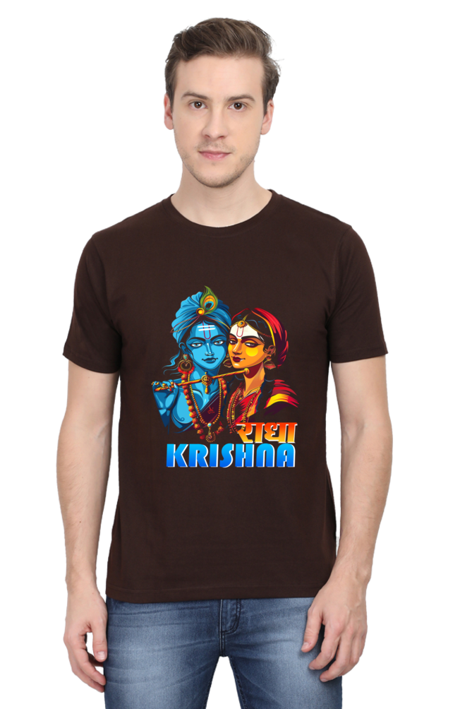 Shree Krishan Divine Love Round Neck Half Sleeve Classic T-Shirts for Men Vastrdhamm