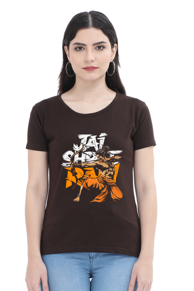 Ram Ji Dharma Protector Round Neck Half Sleeve Classic T-Shirts for Women Vastrdhamm