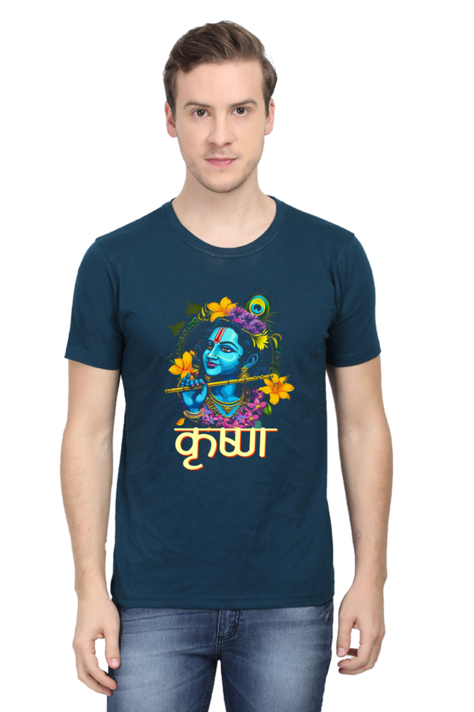 Shree Krishan Govardhan Protector Round Neck Half Sleeve Classic T-Shirts for Men Vastrdhamm