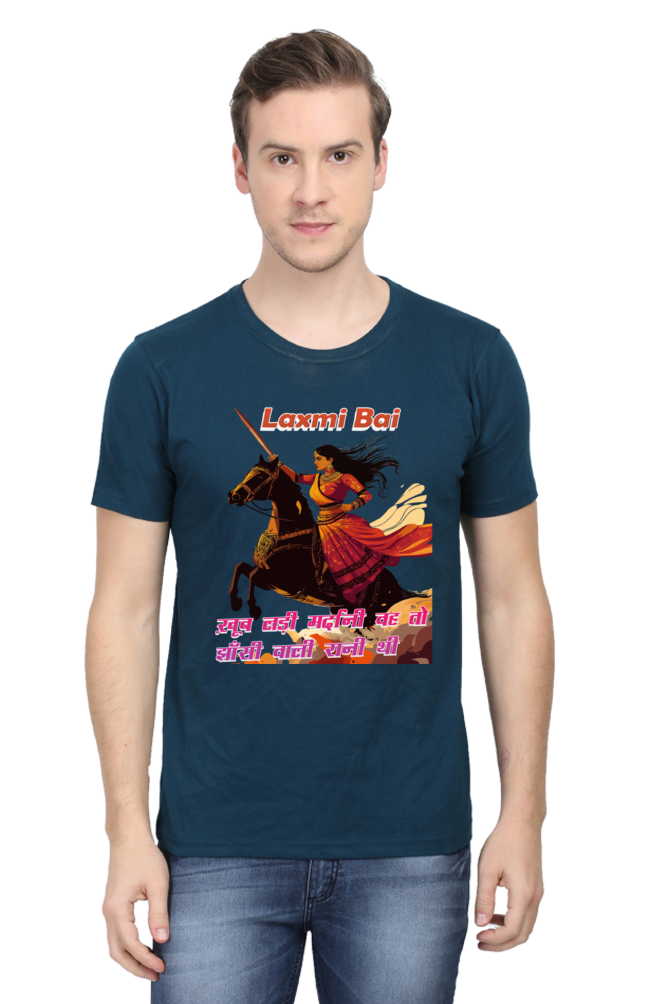 Lakshmi Bai Fierce Defender Round Neck Half Sleeve Classic T-Shirts for Men Vastrdhamm