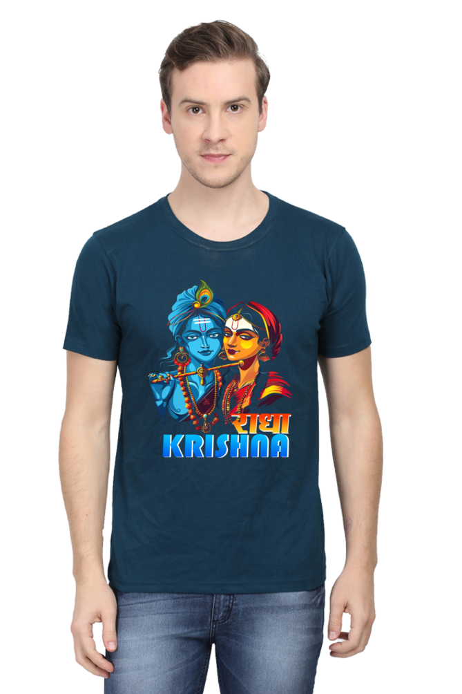 Shree Krishan Divine Love Round Neck Half Sleeve Classic T-Shirts for Men Vastrdhamm