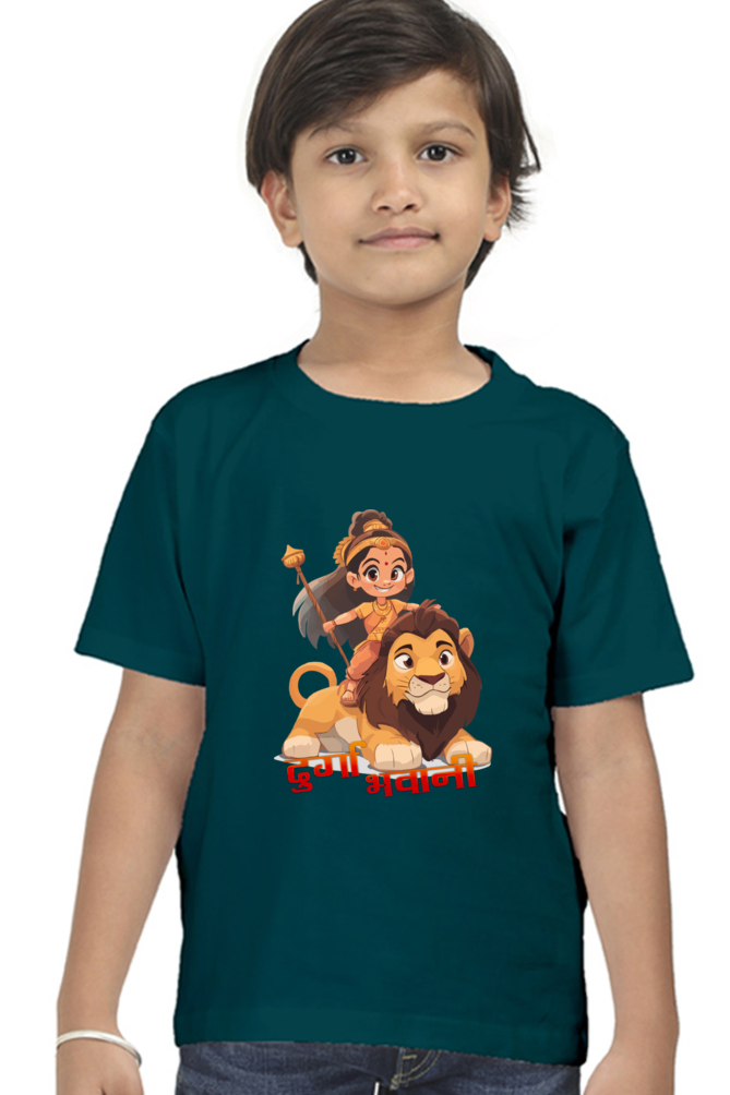 Maa Durga Warrior Round Neck Half Sleeve Classic T-Shirts for Boy Vastrdhamm