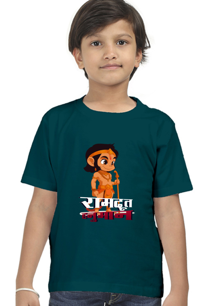 Hanuman Devotion Round Neck Half Sleeve Classic T-Shirts for Boy Vastrdhamm