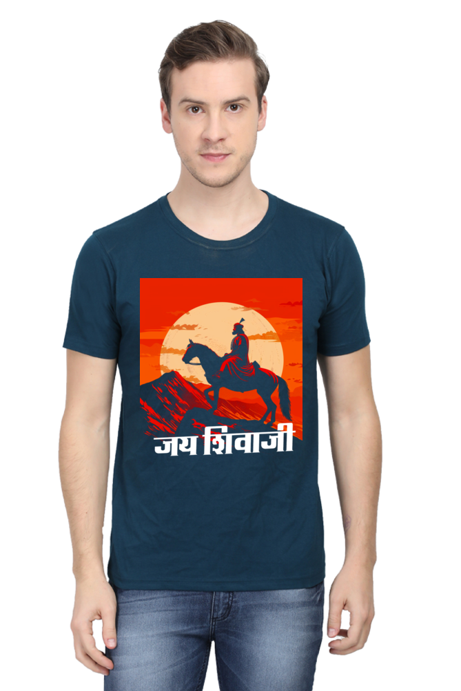 Shivaji Maharaj Protector Round Neck Half Sleeve Classic T-Shirts for Men Vastrdhamm