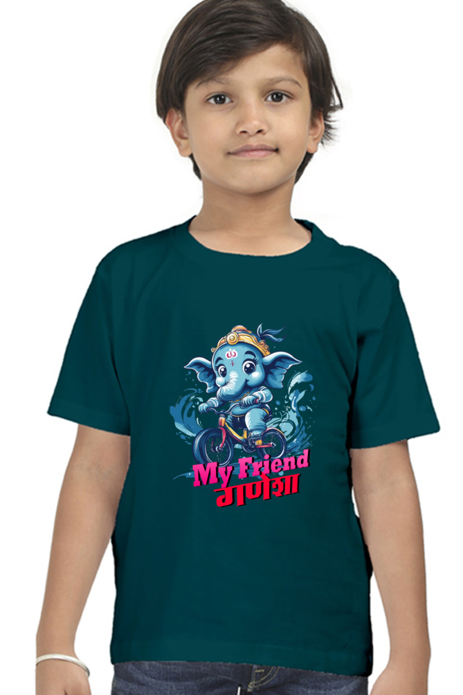 Jai Ganesha Blessings Round Neck Half Sleeve Classic T-Shirts for Boy Vastrdhamm