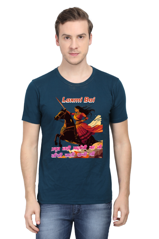 Lakshmi Bai Fierce Defender Round Neck Half Sleeve Classic T-Shirts for Men Vastrdhamm