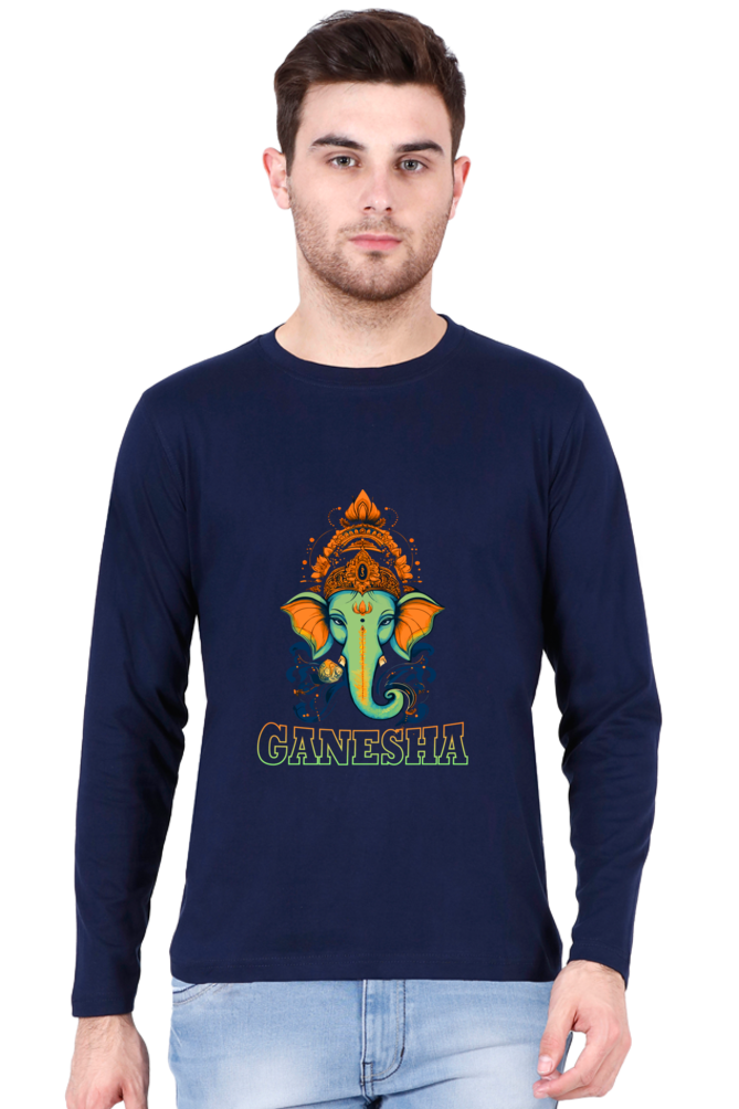 Jai Ganesha Glory Round Neck Full Sleeve T-Shirts for Men Vastrdhamm