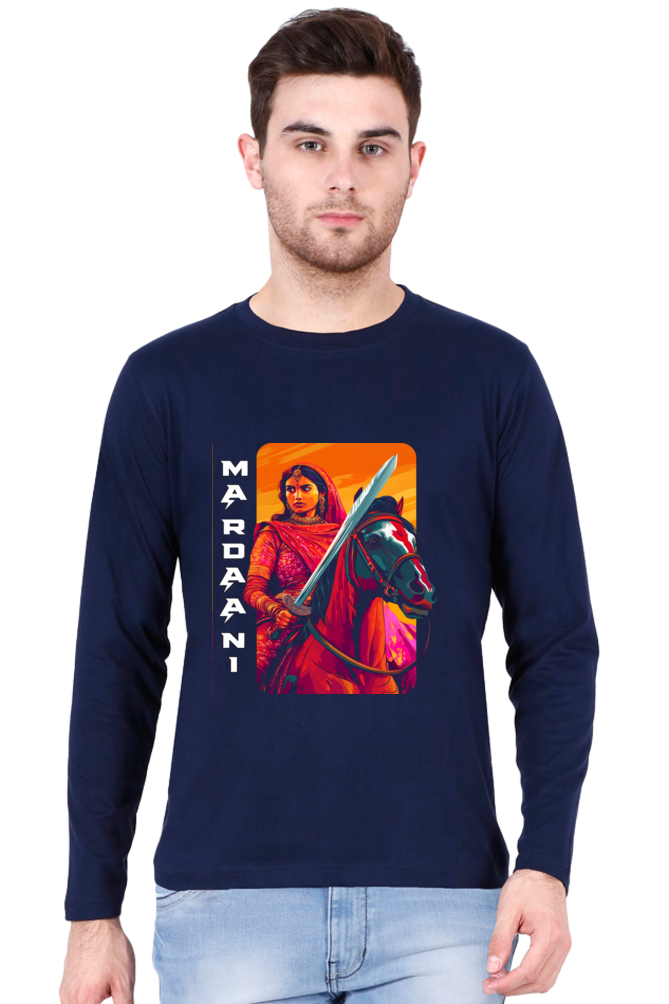 Lakshmi Bai Warrior Spirit Round Neck Full Sleeve T-Shirts for Men Vastrdhamm