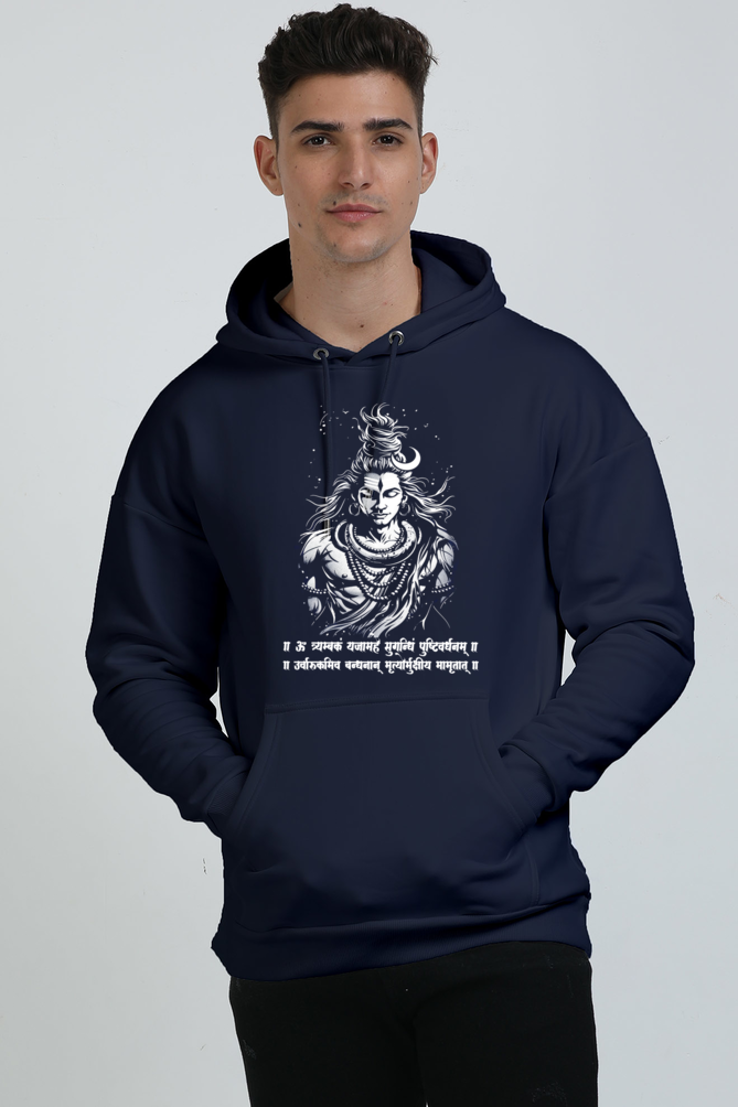 Shiv Ji Warrior Spirit Oversized Hooded Sweatshirt T-Shirts  for Men Vastrdhamm