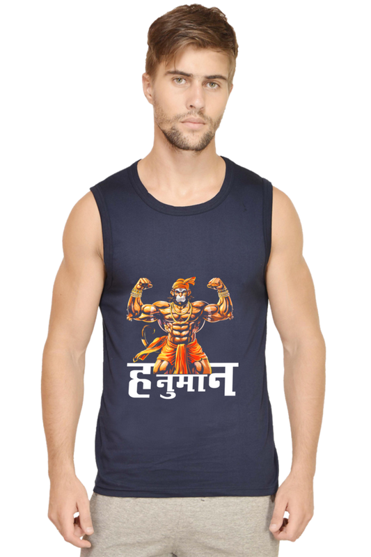 Hanuman Devotional Warrior Round Neck Sleeveless T-Shirts for Men Vastrdhamm