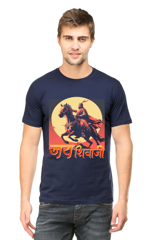 Shivaji Maharaj Valor Round Neck Half Sleeve Classic T-Shirts for Men Vastrdhamm