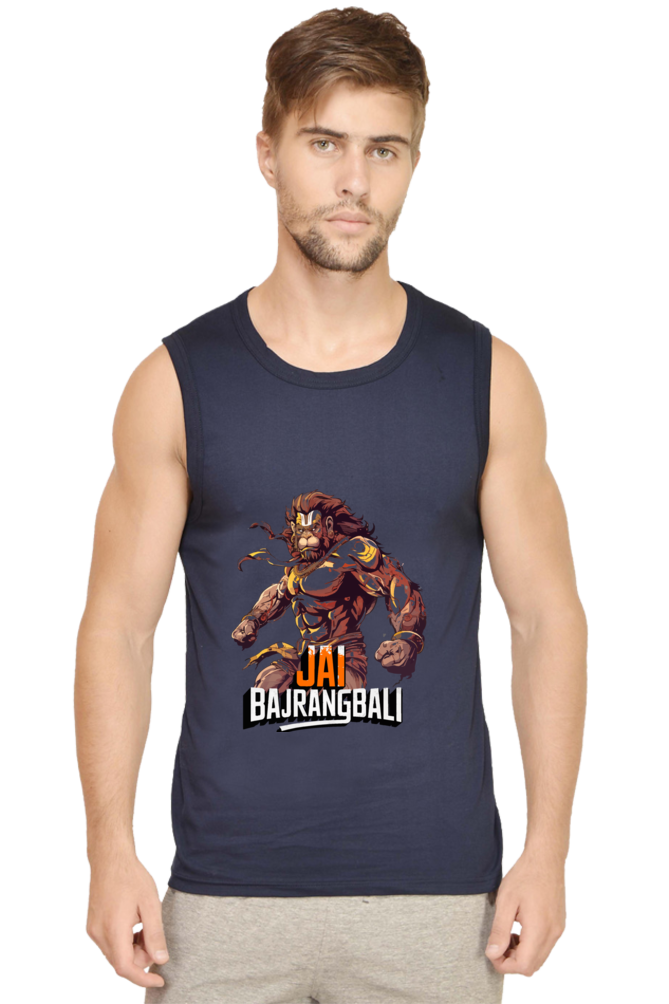 Hanuman Strong Round Neck Sleeveless T-Shirts for Men Vastrdhamm