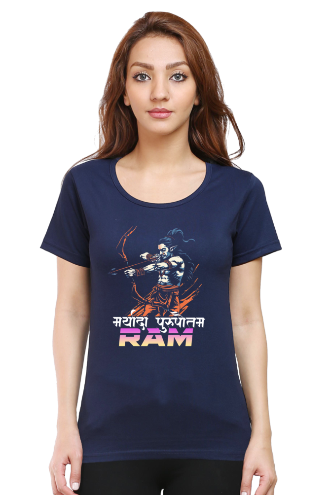 Ram Ji Ramayana Legacy Round Neck Half Sleeve Classic T-Shirts for Women Vastrdhamm