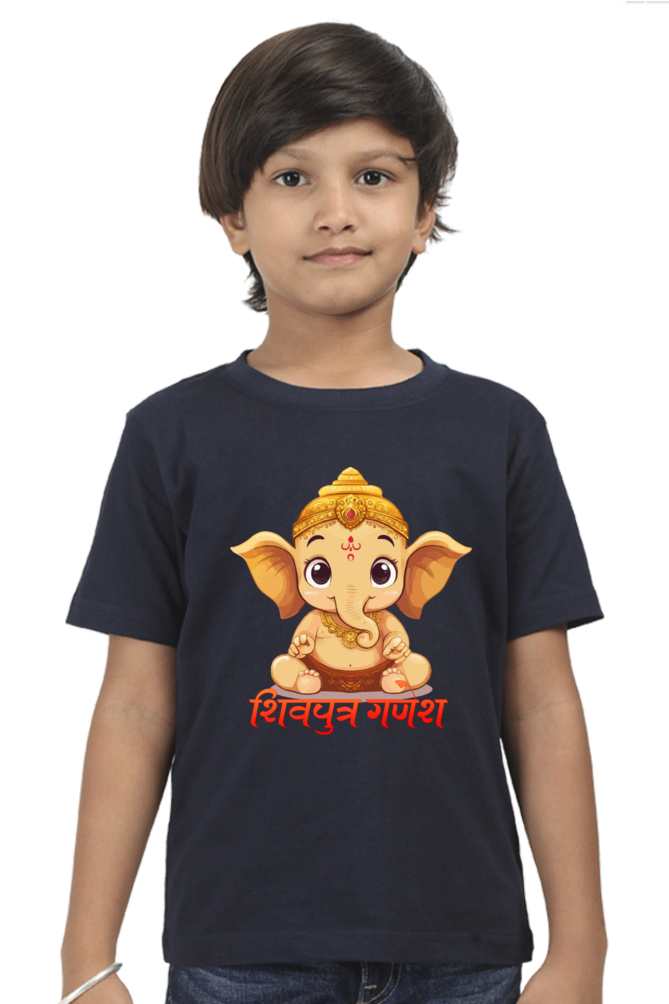 Jai Ganesha Glory Round Neck Half Sleeve Classic T-Shirts for Boy Vastrdhamm